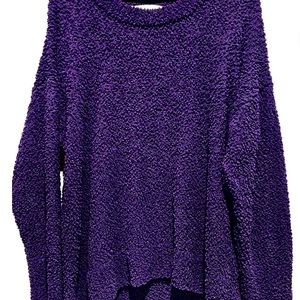 SEVEN 7 RICH PURPLE CHENILLE STYLE DROP SHOULDER  LS SWEATER SIZE XL
